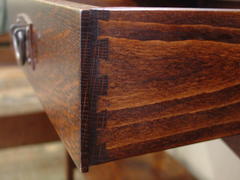 Close-up dove-tailed drawer construction.